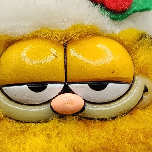 1981 Garfield Plush Hugger Pencil Top Dakin Swivel Head Santa Hat w Bell - Picture 6 of 6